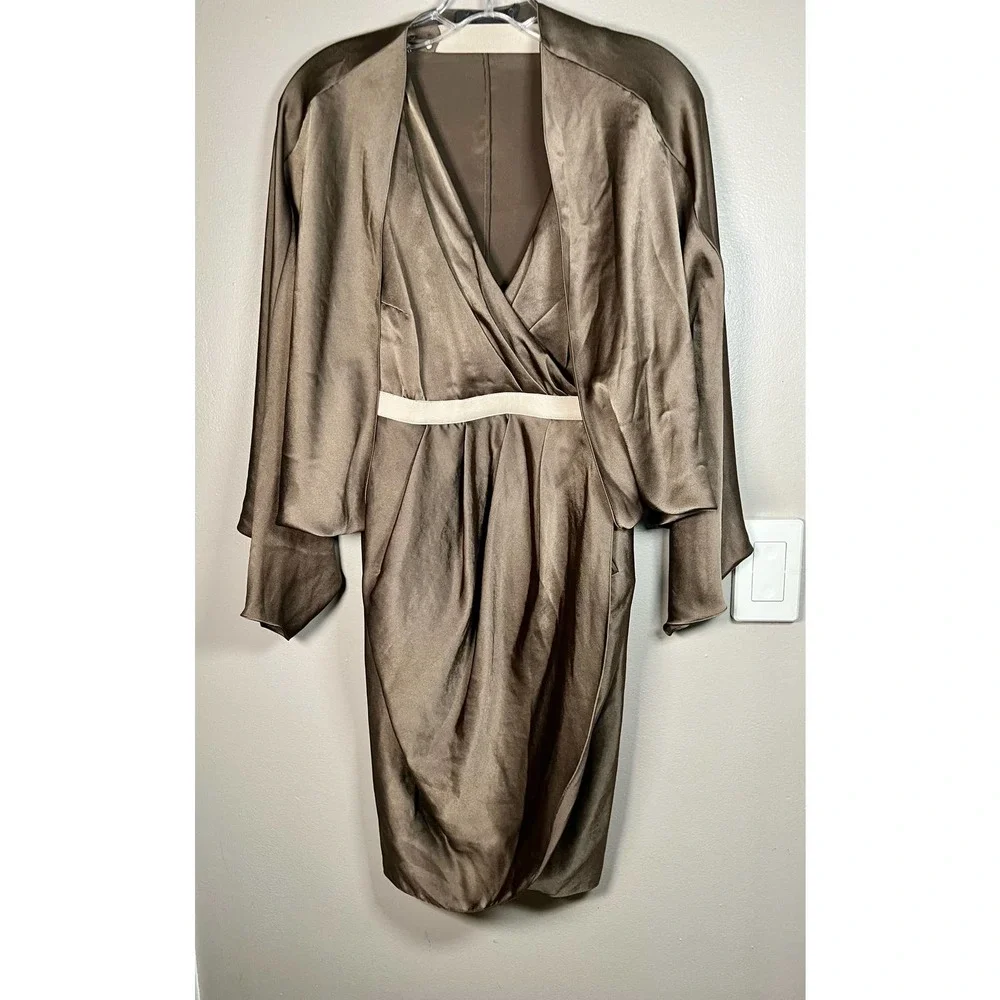 Alexander Wang Satin Charmeuse Batwing Halter Dress $1600 size 6 - Picture 4 of 12